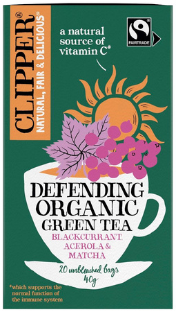 Grüner Tee mit Schwarzer Johannisbeere, Acerola und Matcha "Immunität" Fair Trade Bio (20 x 2 g) 40 g - Clipper
